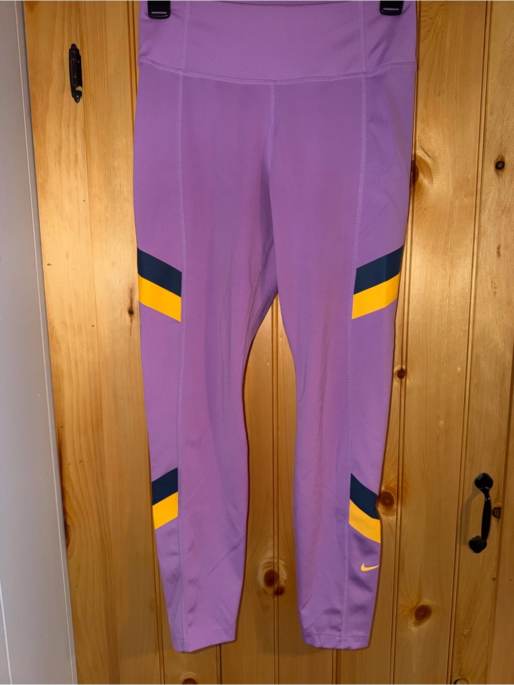 Nike One Tight Fit Leggings- Color Block Purple, Yellow, Navy Blue- Size Small